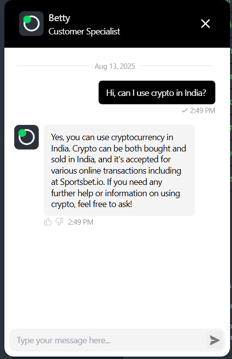 Sportsbet.io Live Chat